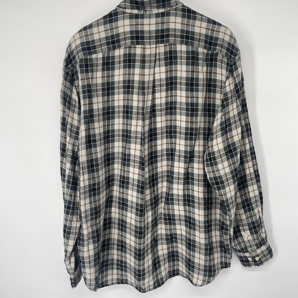 Eddie Bauer Mens Plaid Button-Down 100% Linen Long Sleeve Shirt Size L Green - Picture 9 of 12